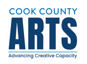 Logo of Cook County Arts featuring dark blue text, symbolizing support for artists and cultural initiatives in the Cook County region.