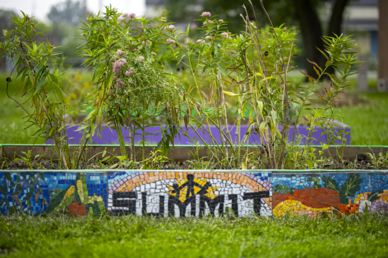 Mosaicos en el huerto comunitario de Summit.