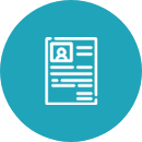 Large icon illustrating the opening of applications, teal and white picture of a form to draw attention to the start of the application period.